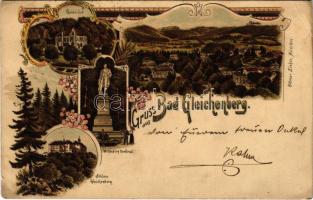 1903 Bad Gleichenberg, Gundenhof, Wickenburg Denkmal, Schloss Gleichenberg / castle, monument. Ottmar Zieher Art Nouveau, floral, litho (EB)