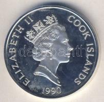 Cook szigetek 1990. 50$ Ag "Amerika 500 éve-Cortez és Montezuma" T:PP