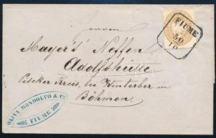 1863 15kr levélen FIUME - WINTERBERG (Böhmen)