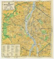 cca 1940 Plan of Budapest, Capital of Hungary - Guide Map to the Churches and Convents of Budapest / Budapest térképe, hátoldalán a város katolikus templomainak és kolostorainak térképével. Angol nyelvű kiadás. Jó állapotban, 47x43 cm