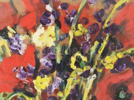 Schéner Mihály (1923-2009): Csendélet. Olaj, farost. Jelzett. 80x60 cm. Üvegezett, dekoratív keretbe...