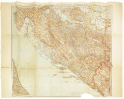 cca 1910 G. Freytags Karte der österreichisch-ungarischen Küstenländer / Az Osztrák-Magyar Monarchia tengerparti részének térképe, 1 : 600.000, Wien, Kartogr. Anstalt G. Freytag & Berndt, sérült, kisebb lapszéli hiánnyal, szakadásokkal, 99x70 cm