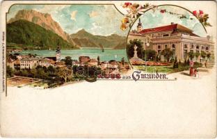 Gmunden. C. Jurischek Kunstverlag Art Nouveau, floral, litho (worn corners)