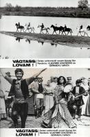 ,,Vágtass lovam" című szovjet film jelenetei és szereplői, 11 db vintage produkciós filmfotó (vitrinfotó, lobbyfotó) ezüst zselatinos fotópapíron, a használatból eredő (esetleges) kisebb hibákkal, 18x24 cm