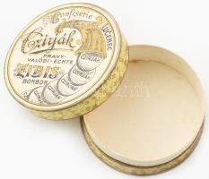 Czirják valódi Eibis bonbon papírdoboz, jó állapotban, d: 7,5 cm, m: 3 cm