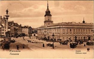 1915 Warszawa, Varsovie, Warschau, Warsaw; Zamek / Chateau royal / royal castle, horse-drawn tram (small tear)