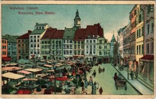 1915 Warszawa, Varsovie, Warschau, Warsaw; Altstadt / Stare Miasto / old town, market (EK)