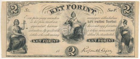 1852. 2Ft Kossuth bankó, F sorozat, kitöltetlen T:F szép papír  Hungary 1852. 2 Forint F without date and serial number C:F fine paper Adamo G123
