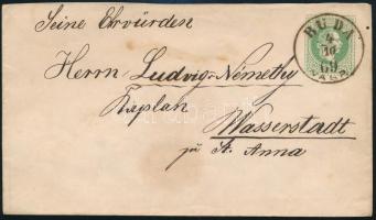 1869 3kr díjjegyes helyi levél kiállítási minőségben / local PS-cover &quot;BUDA / VASP.&quot; - Wasserstadt