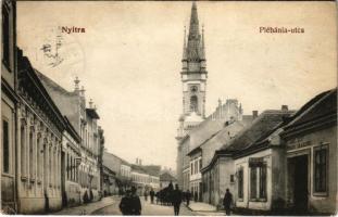 1910 Nyitra, Nitra; Plébánia utca, Dániel József üzlete. Fürst L. kiadása / street view, shop (EK)