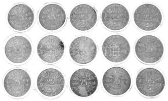 Ausztria 1956-1973. 25Sch Ag (15xklf) mind kapszulában T:AU,XF kis patina Austria 1956-1973. 25 Schi...