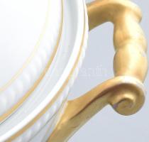 Freiberg Germany porcelán leveses, szószos, sültes tál és merőkanál. Aranyozott, jelzett, kis kopáss...