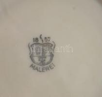 4 db kézzel festett német porcelán teás csésze és cukortartó. Jelzett, kopásokkal