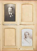 cca 1890-1920 Régi szecessziós családi fotóalbum, kb. 20 fotóval, nagyrészt keményhátú fotók, de köz...