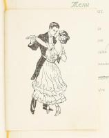 1922 Grand Hotel Hungária Budapest szilveszteri menükártya, zsinórfűzött papírborítóval