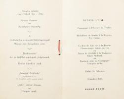 1938 Hotel Ritz Dunapalota Budapest szilveszteri menükártya, nemzetiszín szalagos papírborítóval