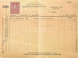 1929 Eiland Lipót déligyümölcs, gyümölcs és főzelék behozatala és kivitele Szombathely, fejléces számla 10 kg mandarin tárgyában, bal szélén lyukasztott