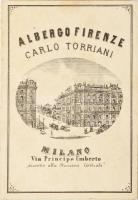 cca 1870 Milano, Albergo Firenze Carlo Torriani menükátya / menu card