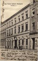 1924 Budapest VI. Szt. Teréz intézet, Római katolikus kisdedóvó, elemi polgári leány iskola, címfestő, Huba Katica tisztítóintézete, üzlet. Próféta utca 1. (ma Hegedű utca) (EK)