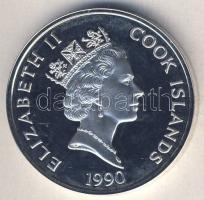Cook-szigetek 1990. 50$ Ag "Amerika 500 éve-Mark Twain és a Mississippi gőzhajó" T:PP