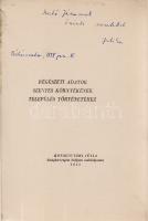 Kovalovszki Júlia: Régészeti adatok Szentes környékének település történetéhez. Kovalovszki Júlia szakdolgozata. (Dedikált.) [Budapest, 1957]. (Magyar Nemzeti Múzeum - Történeti Múzeum rotaüzeme. [2] + 80 p. + 14 térkép (kihajtható, ebből 13 színes). Összesen 350 példányban készült munka dedikált példánya: ,,Szabó Jánosnak őszinte szeretettel Julika. Békéscsaba, 1958. jan. 15.&quot; Kovalovszki Júlia régész hallgató szakdolgozata a Szentes környéki ásatási forrásanyagot katalogizálja, ennek nyomán pedig 14 térképen rekonstruálja a környék őskori, vaskori, bronzkori, népvándorláskori temetkezési helyeit, illetve a népvándorláskortól számítva a környék egykori településszerkezetét. Példányunk címoldalán apró sérülés. (Régészeti füzetek, 5. szám.) Fűzve, illusztrált, enyhén sérült kiadói borítóban. Jó példány.