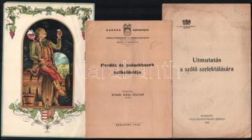 1943 Hordós és palackborok kalkulációja Bihari Géza Zoltán szer. Baross szövetség 8 p. + 1929 Útmutatás a szőlő szelektálására. Bp., 1929. Pallas, 8 p + borivó Gebhardt grafika 15x24 cm