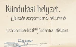 cca 1916 Katonai hadmozdulati térkép - Kiindulási helyzet, éjjelezés szeptember 8-ról 9-re és a szep...