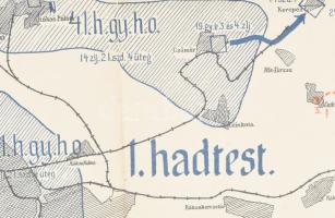 cca 1916 Katonai hadmozdulati térkép - Kiindulási helyzet, éjjelezés szeptember 8-ról 9-re és a szep...
