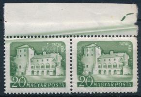1960 Várak 20f ívszéli pár rákelcsíkkal (ránc) / Mi 1651 pair with paint stripe (crease)