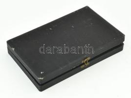 Antik alpakka egyszemélyes evőeszköz szett, tulajdonosi jelzéssel, díszdobozban