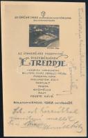 1928 Balatonkenese Dréher Imre munkásszanatórium díszebéd menükártya aláírásokkal 8,5x14 cm