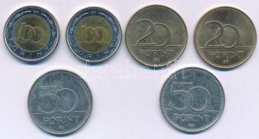 2002. 100Ft "Kossuth" (2x) + 2003. 20Ft "Deák" (2x) + 2006. 50Ft "125 éves ...