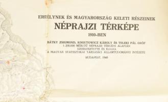 1940 Erdélynek és Magyarország keleti részeinek néprajzi térképe 1910-ben, 1:500 000, Magyar Királyi...