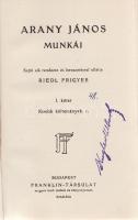 Arany János:
Arany János munkái I-VI. Sajtó alá rendezte és bevezetéssel ellátta Riedl Frigyes. [Te...
