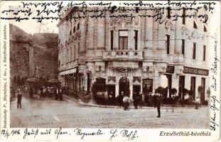 1906 Budapest I. Tabán, Döbrentei tér, Erzsébethíd kávéház. Budovinsky P. fényképész (Rb)