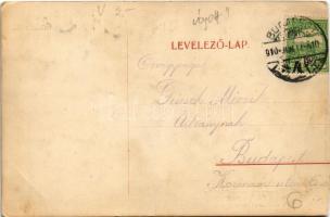 1910 Budapest I. Üdvözlet a a Politikus Greislertől, Gürsch Ferenc vendéglős, étterem kerthelyiség. ...