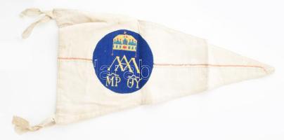 cca 1930 Vízi cserkész csapatzászló, cserkész emblémával, Szent Koronával, hímzett selyem, jó állapo...