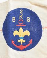 cca 1930 Vízi cserkész csapatzászló, cserkész emblémával, Szent Koronával, hímzett selyem, jó állapo...