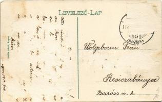 1912 Lugos, Lugoj; Városi színház. Montázs lovas hintóval / theatre. Montage with horse chariot (Rb)