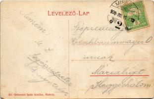 1908 Miskolc, (Görbe-Miskolc), Lefelé menet az Avasról, gyógyszertár. Grünwald Ignác kiadása - humor...