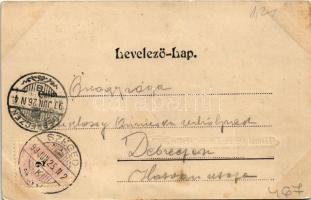 1899 (Vorläufer) Szeged, Klauzál tér, Europa szálloda, Grósz testvérek, Pósz Alajos és Krausz M. üzl...