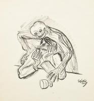 Vegyes grafika tétel, össz. 5 db: Székely Alex (1901-1968): A halál: pirkadat, 1947. Tus, papír. Jel...