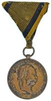 1873. Hadiérem bronz kitüntetés mellszalagon T:XF,VF patina, viseltes szalag Hungary 1873. Military (War) Medal bronze decoration with ribbon C:XF,VF patina, worn ribbon NMK 231.