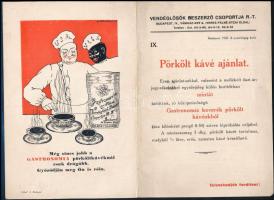 1932 Pörkölt kávé ajánlat (árjegyzék) Vendéglősök beszerző csoportja 4 p