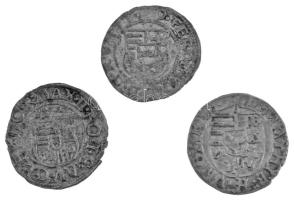 3db-os denár tétel, közte 1485-1490. Denár Ag "I. Mátyás" (0,53g) + 1530K-B Denár Ag &quot...