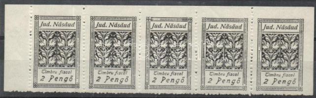 1945 Naszód városi illetékbélyeg ötöscsík (fél ív)