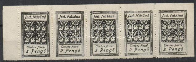 1945 Naszód városi illetékbélyeg ötöscsík (fél ív)