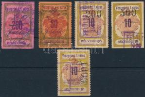 Veszprém városi illetékbélyeg, 5 db