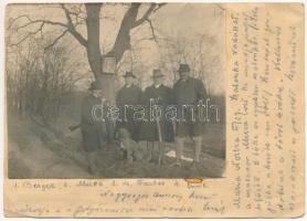 1930 Márianosztra, Maria-Nosztra; szalonka vadászat, vadászok puskával. photo (gyűrődések / creases)