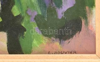 L Bouvier jelzéssel: Virágzó kert. Olaj, karton. 38x45 cm Fakeretben